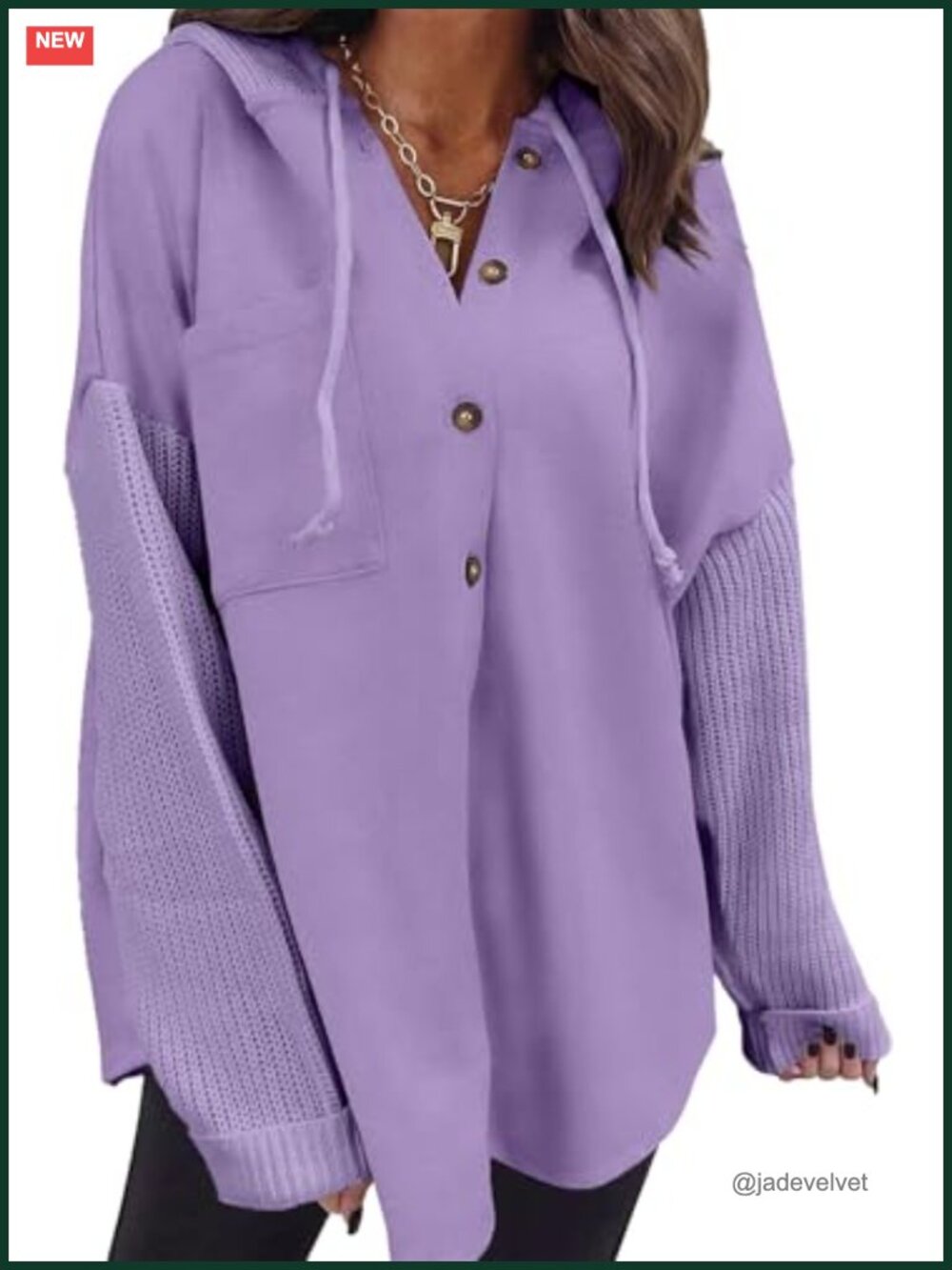 Oversized Hooded Sweatshirt Casual Button Front Long Sleeve